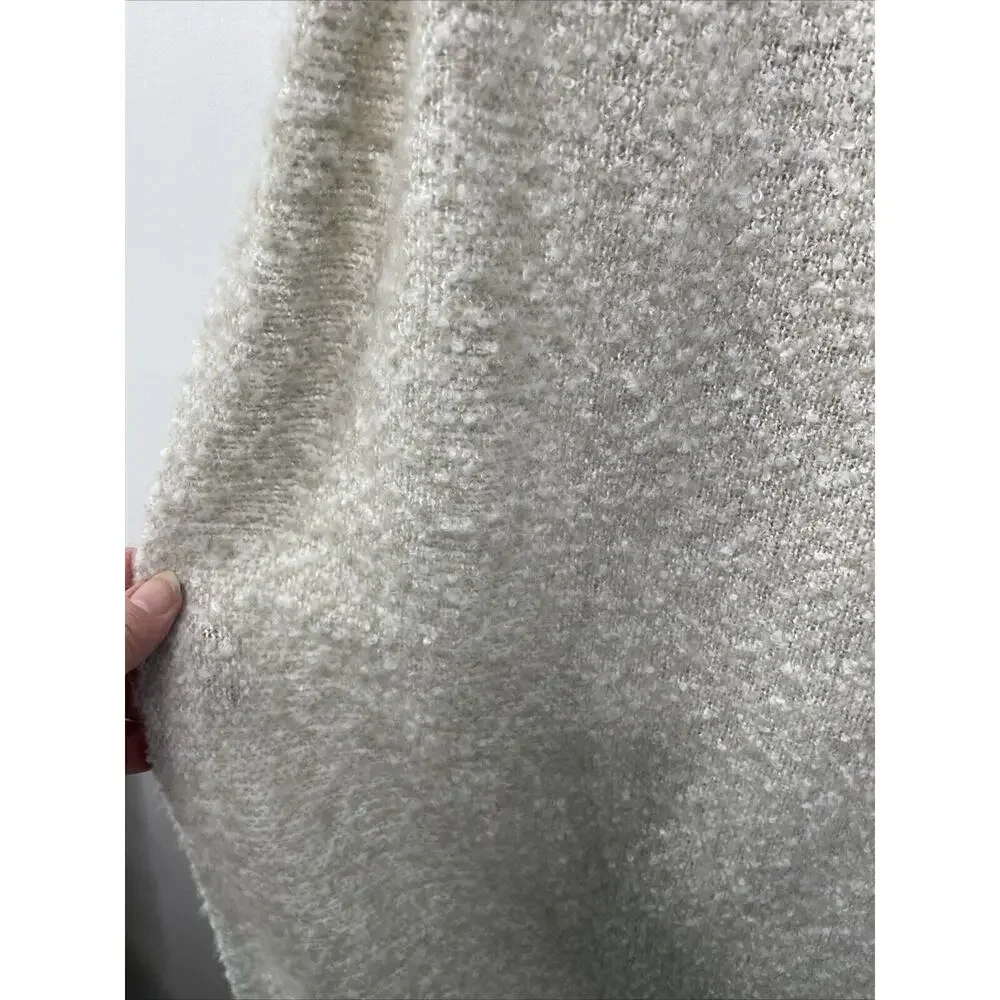 American Eagle Knit Blanket Scarf Wrap Beige Oversize Snuggle Fringe Cottagecore